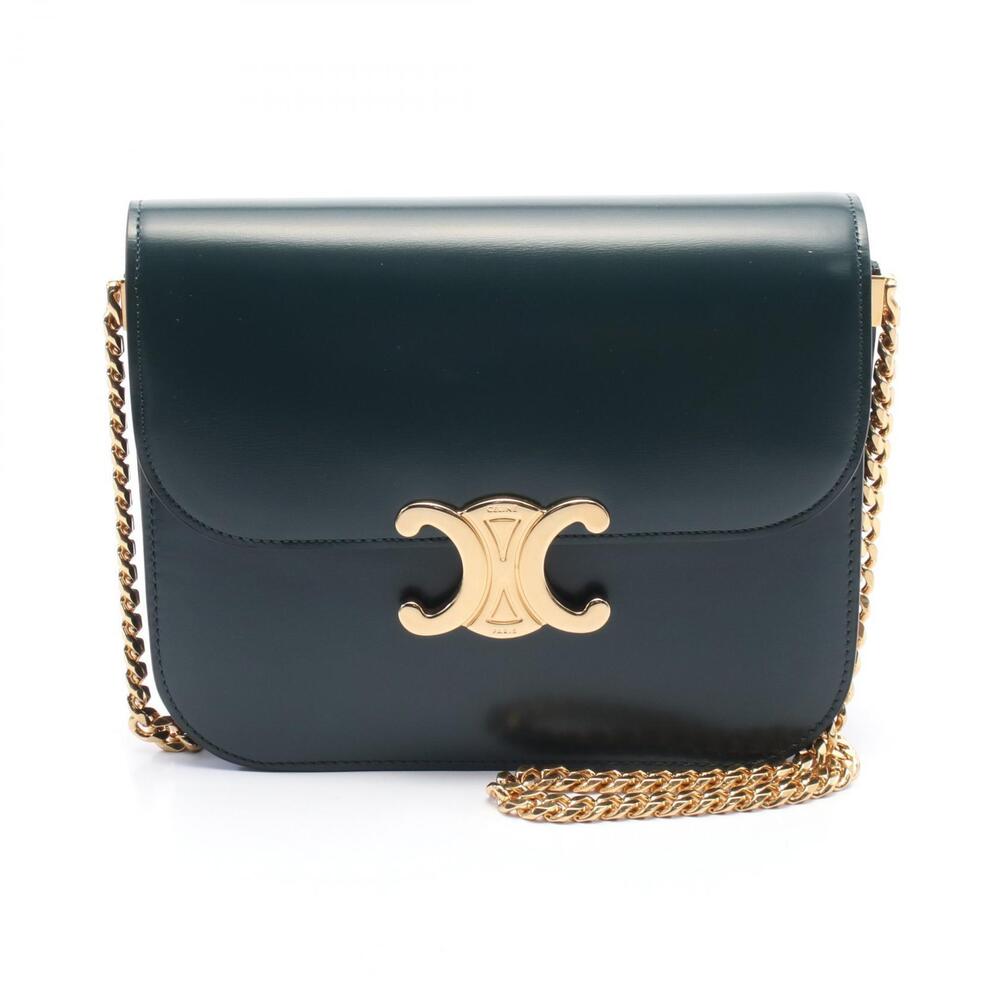 Celine College Bag Shoulder Leather Green